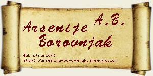 Arsenije Borovnjak vizit kartica